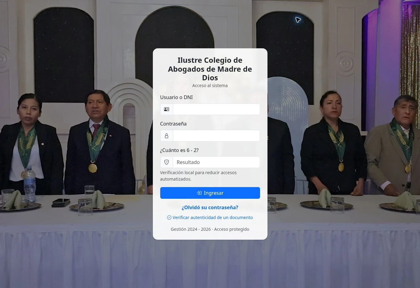 Página pública de ICAMDD · Madre de Dios · Gestión de colegiados